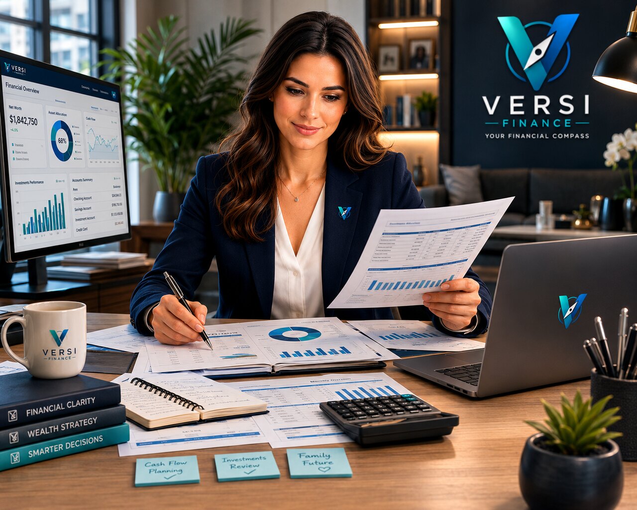 Vera reviewing a family's finances